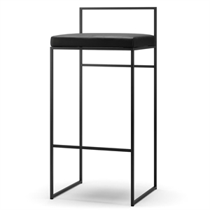 Department Barkruk met rugleuning 90 cm Zwart/ Zwart leer