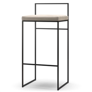 Department Barkruk met rugleuning 90 cm zwart/beige fluweel