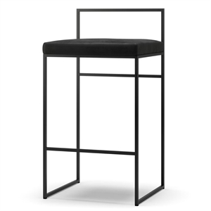 Department Barkruk met Rugleuning 80 cm Zwart/ Zwart Fluweel