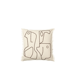 Ferm Living Kussen met Figuren 50x50 cm Gebroken Wit/Koffie