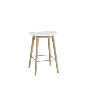 Muuto Fiber Barkruk m. Houten Lampenvoet Wit/ Eiken H66 cm