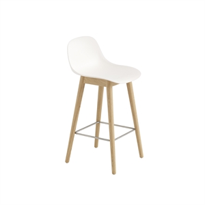 Muuto Fiber Barkruk m. Houten Lampenvoet En Rugleuning Wit/ Eiken H87.5 cm