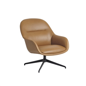 Muuto Fiber Fauteuil Met Draaiknop Cognac Leer/Antraciet