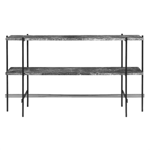 Gubi TS Consoletafel H72 met 2 planken en lade Zwart/Grijs Emperador