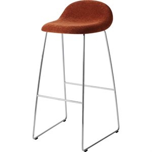 Gubi 3D Barkruk H75 Roestvrij Staal/Belsuede Speciaal Dedar 133