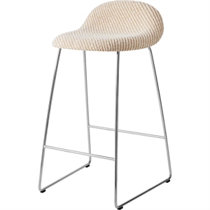 Gubi 3D Barkruk H65 RVS/Lupo Special Diagonaal Bouclé/Dedar 009