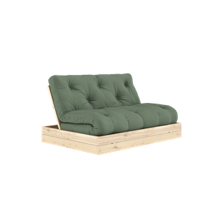 Karup Design slaapbank met matras 140x200 olijfgroen/transparant gelakt