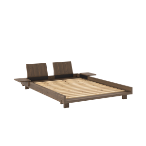 Karup Design Sociaal Bedframe met 2 Rugleuningen & Bijzettafel 140x200 Carob Bruin