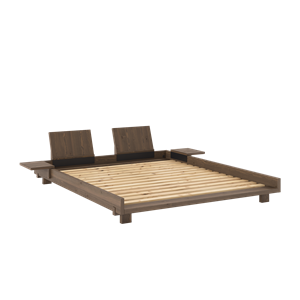 Karup Design Sociaal Bedframe met 2 Rugleuningen & Bijzettafel 160x200 Carob Bruin