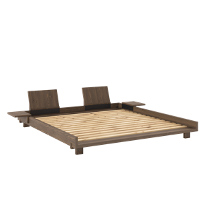Karup Design Sociaal Bedframe met 2 Rugleuningen & Bijzettafel 180x200 Carob Bruin
