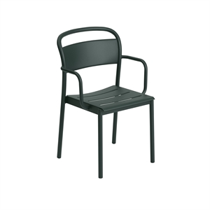 Muuto Linear Steel Eettafel Chair M. Armsteun Dark Groen
