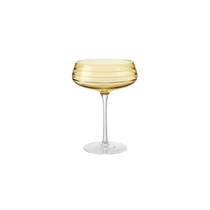 Louise Roe Champagne Coupe Triple Cut Champagneglas Set van 4 Amber