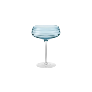 Louise Roe Champagne Coupe Triple Cut Champagneglas Set van 4 Blauw