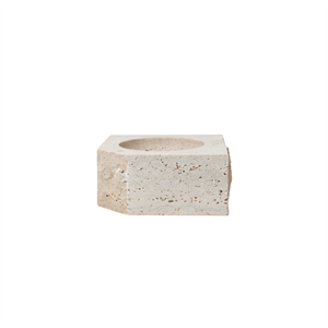 Louise Roe Gallery Object Stenen Kaarsenhouder Laag Beige Travertijn