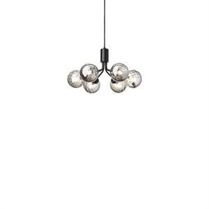 Nuura Apiales 6 kroonluchter satijnzwart/optisch rook