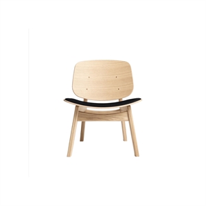 Ro Collection Pandora fauteuil gestoffeerde zitting, zeepbehandeld eiken/zwart leer