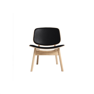 Ro Collectie Pandora Fauteuil Gestoffeerd Zeepbehandeld Eikenhout/Zwart Leer