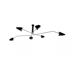 Serge Mouille 6 Draaibare Armen Plafondlamp Zwart/ Wit
