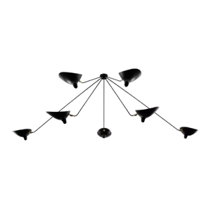 Serge Mouille Spider 7 Vaste Armen Plafondlamp Zwart