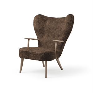 Warme Nordic Pragh Fauteuil Schapenvacht Drake/wit Geolied Eiken