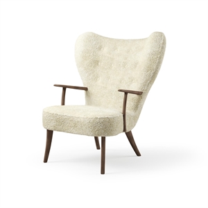 Warme Nordic Pragh fauteuil schapenvacht Gebroken Wit/ gerookt geolied eiken