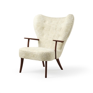 Warme Nordic Pragh fauteuil schapenvacht Gebroken Wit/ geolied Walnoot