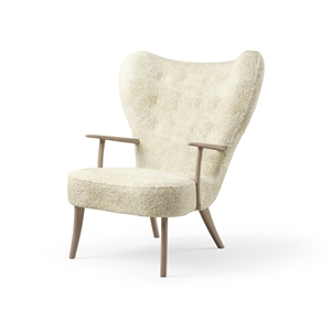 Warme Nordic Pragh fauteuil schapenvacht Gebroken Wit/ wit geolied eiken