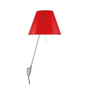 Luceplan Costanza Wandlamp Dimbaar Aluminium M. Rood Lampenkap