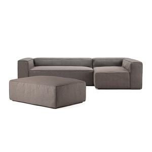 Decotique Grand 4-zitsbank Divan Open End met voetenbank rechts Moonwhite
