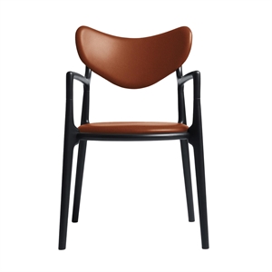 Ro Collection Salon Eetkamerstoel Gestoffeerd Zwart Gelakt Beuken/Calvados Leer
