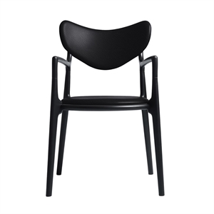 Ro Collection Salon Eetkamerstoel Gestoffeerd Zwart Gelakt Beukenhout/ Zwart Leer