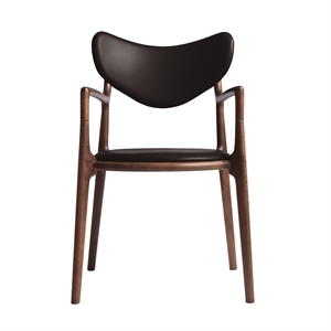 Ro Collection Salon Eetkamerstoel Gestoffeerd Beuken/ Walnoot/Donkerbruin Leer