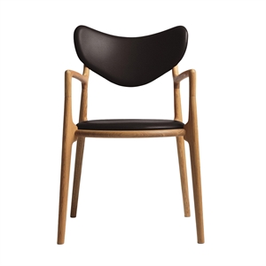 Ro Collection Salon Eetkamerstoel Gestoffeerd Geolied Eikenhout/Donkerbruin Leer