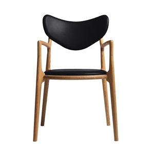 Ro Collection Salon Eetkamerstoel Gestoffeerd Geolied Eikenhout/Zwart Leer