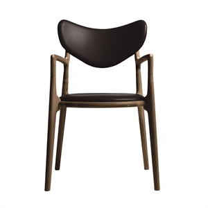 Ro Collection Salon Eetkamerstoel Gestoffeerd Gerookt Eiken/Donkerbruin Leer
