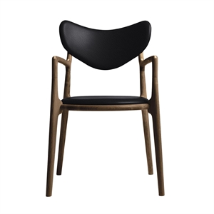 Ro Collection Salon Eetkamerstoel Gestoffeerd Gerookt Eiken/Zwart Leer