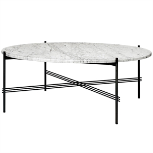 GUBI TS Salontafel Rond Ø105 Zwart/ Wit Carrara Marmer