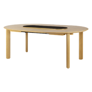 Umage Comfort Circle Ripples Eettafel met Uitschuifbaar Eiken/Zwart/Messing