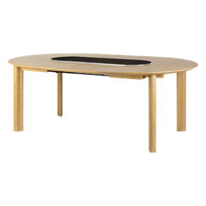 Umage Comfort Circle Smooth Eettafel met Uitschuifbaar Eiken/Zwart/Staal