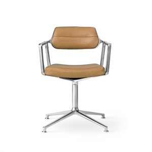 Vipp 453 Draaistoel met vloerglijders Aluminium/ Zand leer