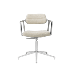 Vipp 453 Swivel+ Draaistoel met Vloerglijders Aluminium/ Golvend Gebroken Wit/ Licht Grijs