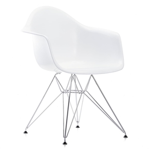 Vitra Eames Kunststof DAR Eettafelstoel Wit/ Chroom